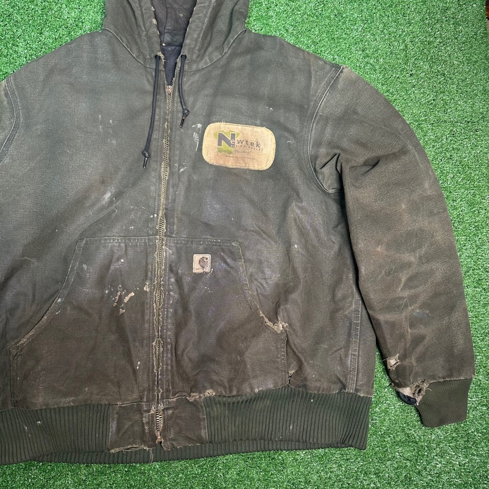 Carhartt J130 MOS Mens XL Hooded Distressed Grunge Faded Jacket